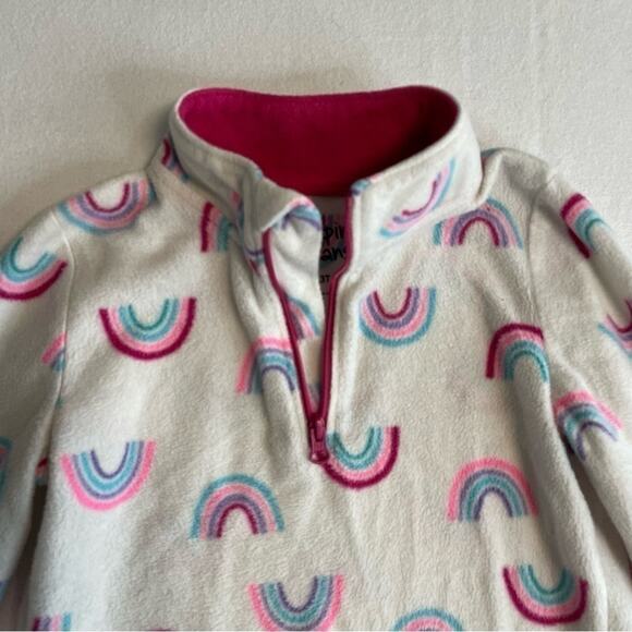Jumping Beans Rainbow Fleece Pullover white half zip sweatshirt Girls Size 3T - Picture 2 of 7